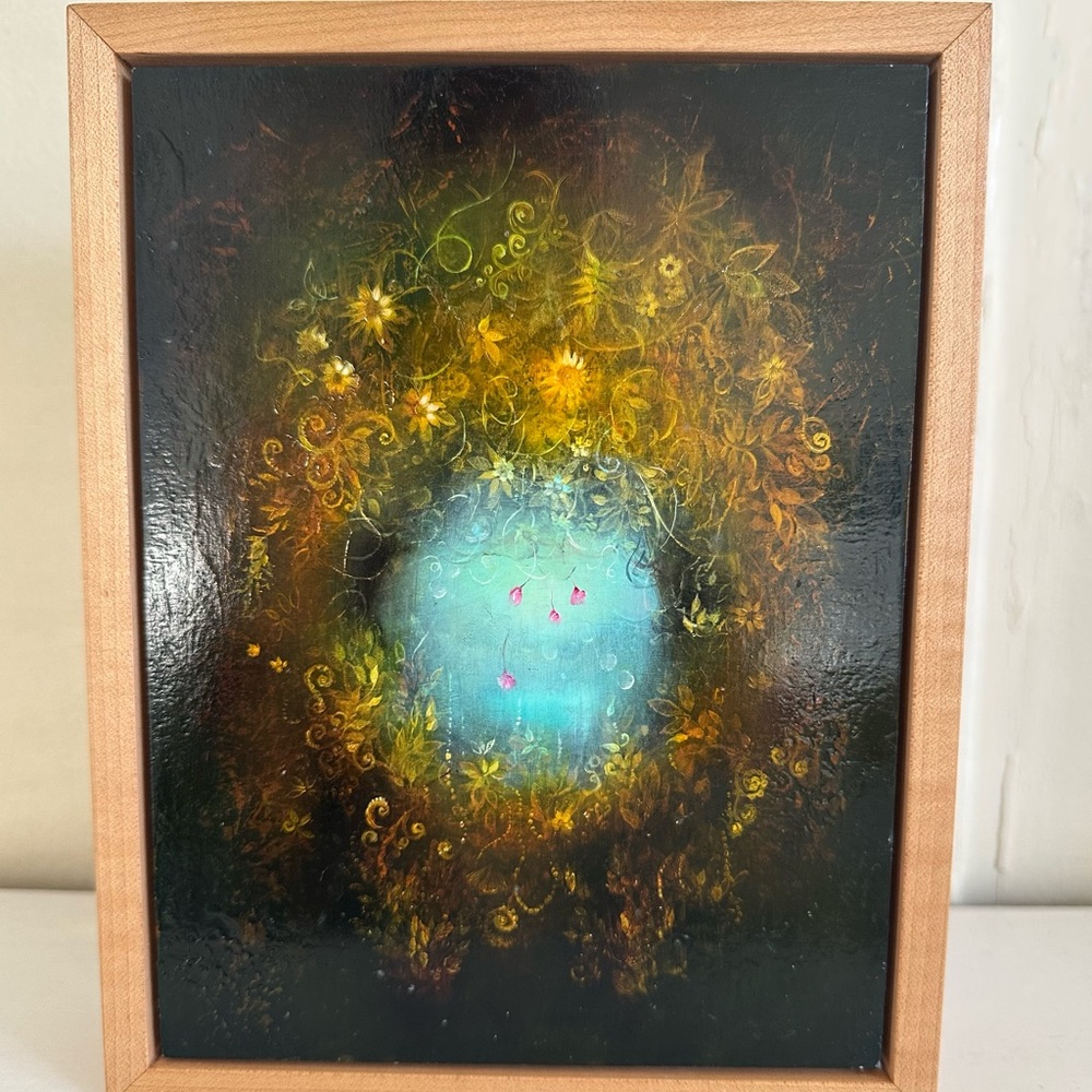 Blue and Gold Cosmic Burst Painting